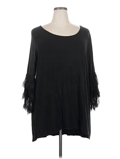 Pre-owned Marled By Reunited 3/4 Sleeve Top Black Scoop Neck Tops