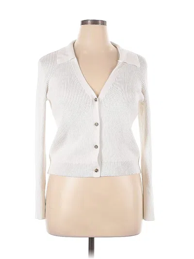 Pre-owned Marled By Reunited Long Sleeve Top Ivory Plunge Neckline Tops In White