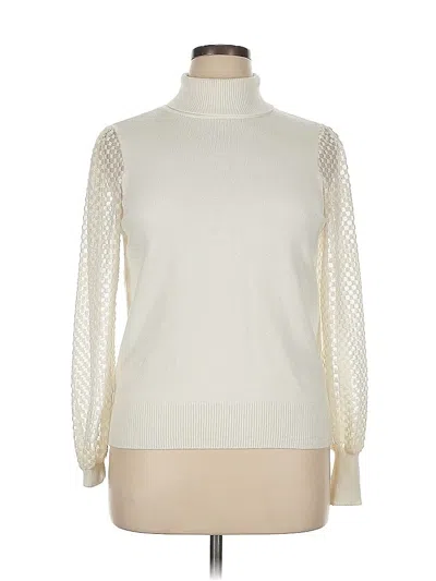 Pre-owned Marled By Reunited Long Sleeve Top Ivory Turtleneck Tops In White