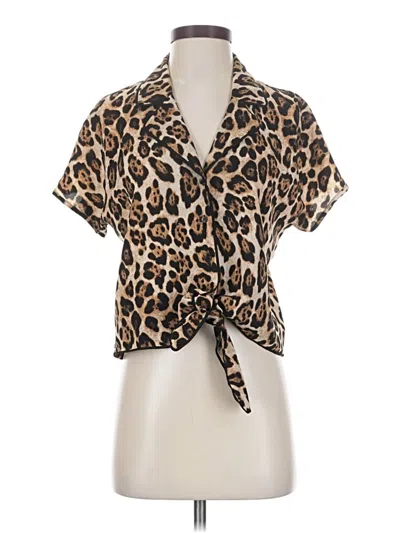 Pre-owned Marled By Reunited Short Sleeve Blouse In Brown