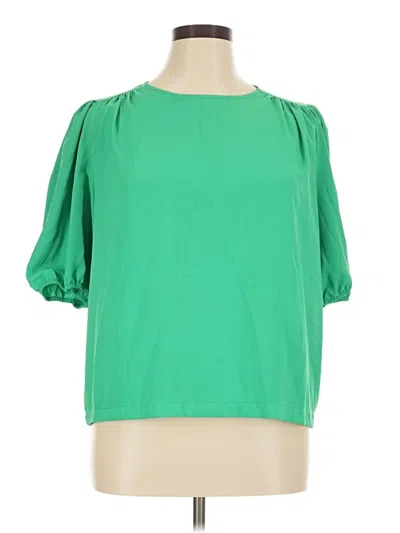 Pre-owned Marled By Reunited Short Sleeve Blouse In Green