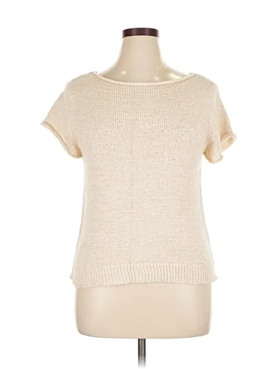 Pre-owned Marled By Reunited Short Sleeve Top Ivory Boatneck Tops In White