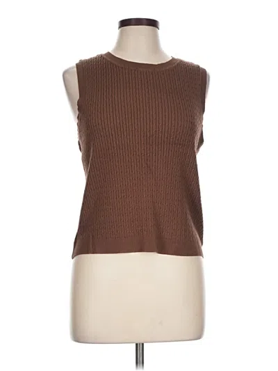 Pre-owned Marled By Reunited Sleeveless Top Brown Boatneck Tops