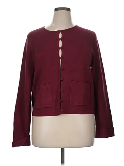 Pre-owned Marled Cardigan Sweater In Burgundy