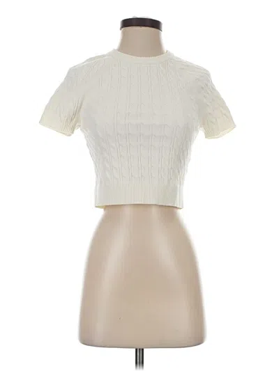 Pre-owned Marled Cardigan Sweater In White