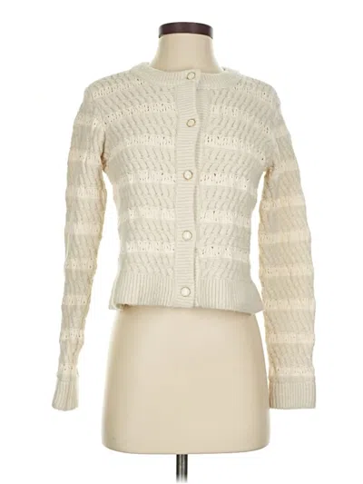 Pre-owned Marled Cardigan Sweater In White