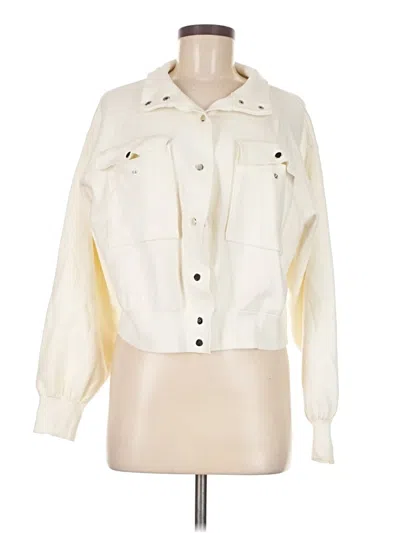 Pre-owned Marled Cardigan Sweater In White