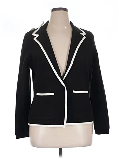 Pre-owned Marled Long Sleeve Top Black Collared Neckline Tops