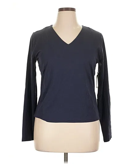 Pre-owned Marled Long Sleeve Top Blue V-neck Tops