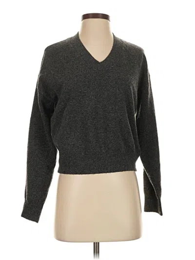 Pre-owned Marled Long Sleeve Top Gray V-neck Tops