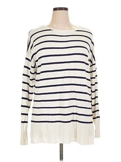 Pre-owned Marled Long Sleeve Top Ivory Boatneck Tops
