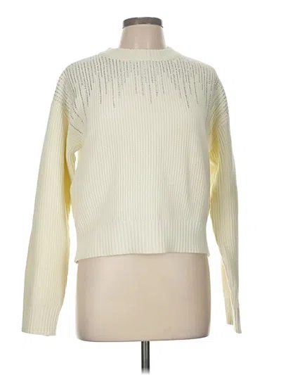 Pre-owned Marled Pullover Sweater In White