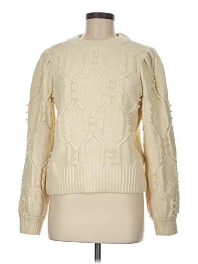 Pre-owned Marled Pullover Sweater In White
