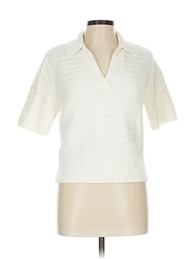 Pre-owned Marled Short Sleeve Blouse In White