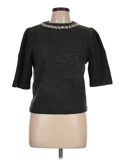 Pre-owned Marled Short Sleeve Top Gray Mock Neckline Tops