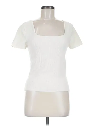 Pre-owned Marled Short Sleeve Top Ivory Square Neckline Tops