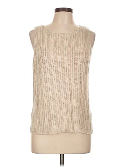 Pre-owned Marled Sleeveless Top Tan Boatneck Tops In Brown