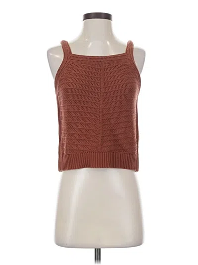 Pre-owned Marled Tank Top Brown Square Neckline Tops