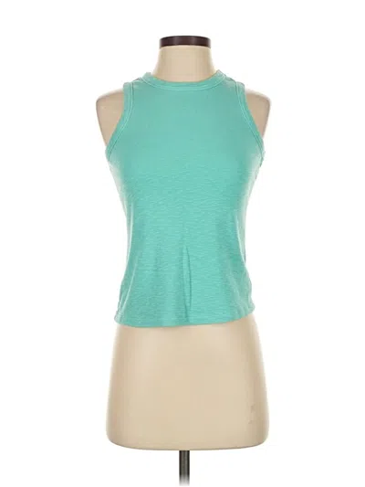 Pre-owned Marled Tank Top Teal Halter Neckline Tops In Blue