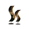 Marleth Black / Brown Abstract Velvet & Wood Sculptural Decor, Set Of Two