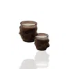 Marleth Black / Brown Glass Candle Holders Set Of Two – Hand-blown Wave Form In Smoky Storm Finish