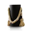 Marleth Black Leather Wrapped Vase With Nautical Rope Accents – Modern & Refined