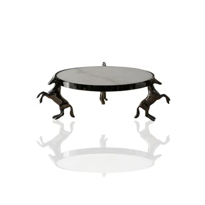 Marleth Black / White Black Horse-leg Footed White Marble Serving Tray In Multi