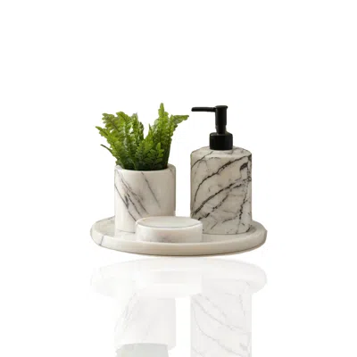 Marleth Black / White Lilac Marble Bathroom Set & Handcrafted Four-pieces Set In Multi