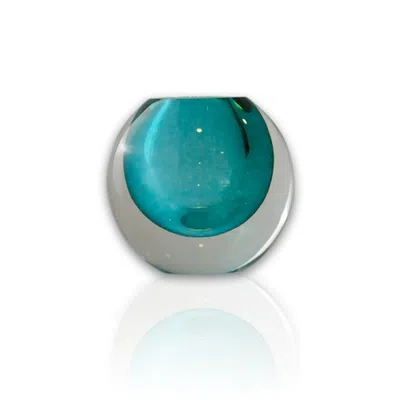 Marleth Blue Murano Colored Glass Sphere Sculpture – Turquoise Core