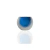 Marleth Blue / White Murano Colored Glass Sphere Vase With Etched Line Detail – Cobalt Blue Core