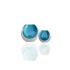 Marleth Blue / White Set Of Two Murano Colored Glass Sphere Sculpture – Ocean Blue Core