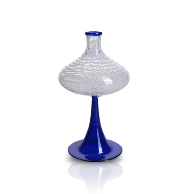 Marleth Blue / White Supporto Blu Neck Wide-rim Glass Vase