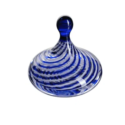 Marleth Blue / White Triangolo Piatto Hand-blown Glass Sculpture