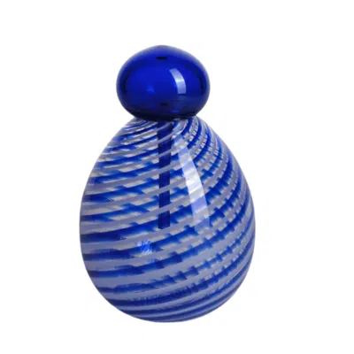 Marleth Blue / White Vaso Tozzo Hand-blown Glass Vase