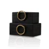 Marleth Brass Snake Black Leather Box Set – Set Of Two