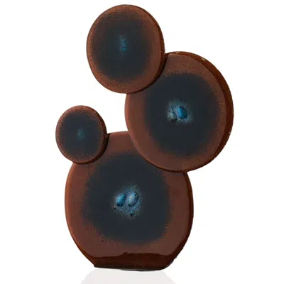 Marleth Brown / Blue Smoked Blue Core Glass Bubble Sculptural Decor In Multi