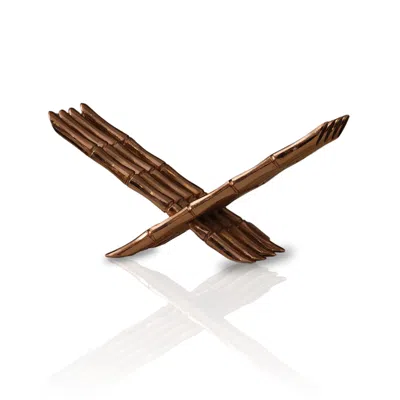 Marleth Brown Brass Foldable Book Stand In Bamboo Design