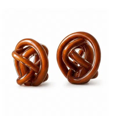 Marleth Brown Cinnamon Glass Knot Sculpture, Set Two