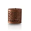 Marleth Brown Copper-toned Round Brass Storage Box With Artistic Detailing