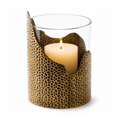 Marleth Brown Hammered Brass Candle Holder