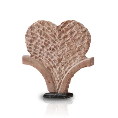 Marleth Brown Hand-carved Rose Stone Palm Fan Sculpture