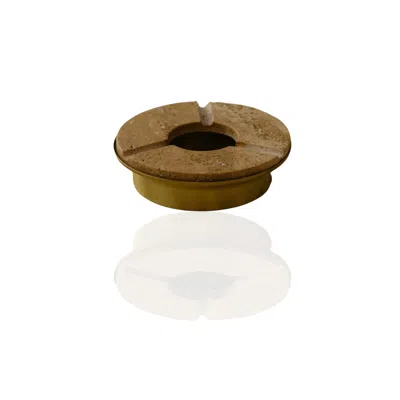 Marleth Brown Round Travertine & Brass Ashtray – Beige