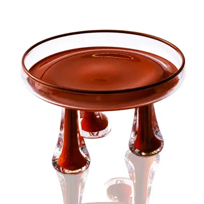 Marleth Brown Rust Footed Glass Cake Stand