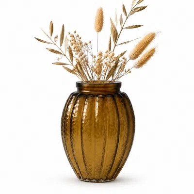 Marleth Brown Sandblasted Amber Pumpkin Vase