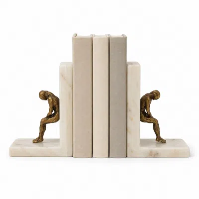 Marleth Brown Seated Man Bookends, Set Two