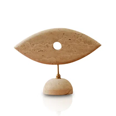 Marleth Brown Travertine Eye Decor – Hand-carved Natural Stone Sculpture