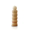 Marleth Brown Travertine Ribbed Candle Holder – Hand-carved Sculptural Accent