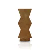 Marleth Brown Travertine Sculpture Beige & Zigzag Geometric Form For Interior Display