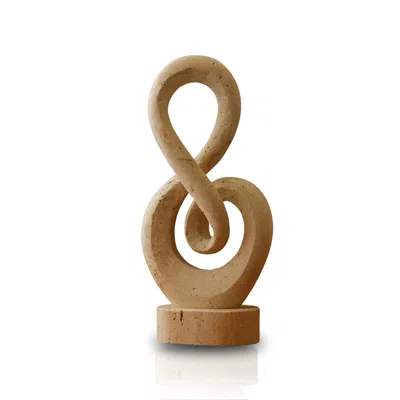 Marleth Brown Travertine Sculpture – Musical Note-inspired Decorative Object
