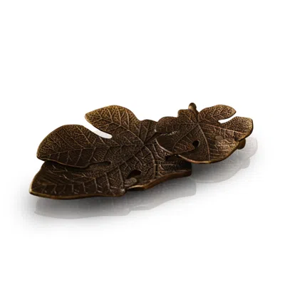 Marleth Brown Twin Fig Leaf Brass Dish